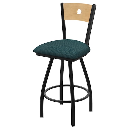 36 Swivel Counter Stool,Nickel Finish,Nat Back,Graph Tidal Seat